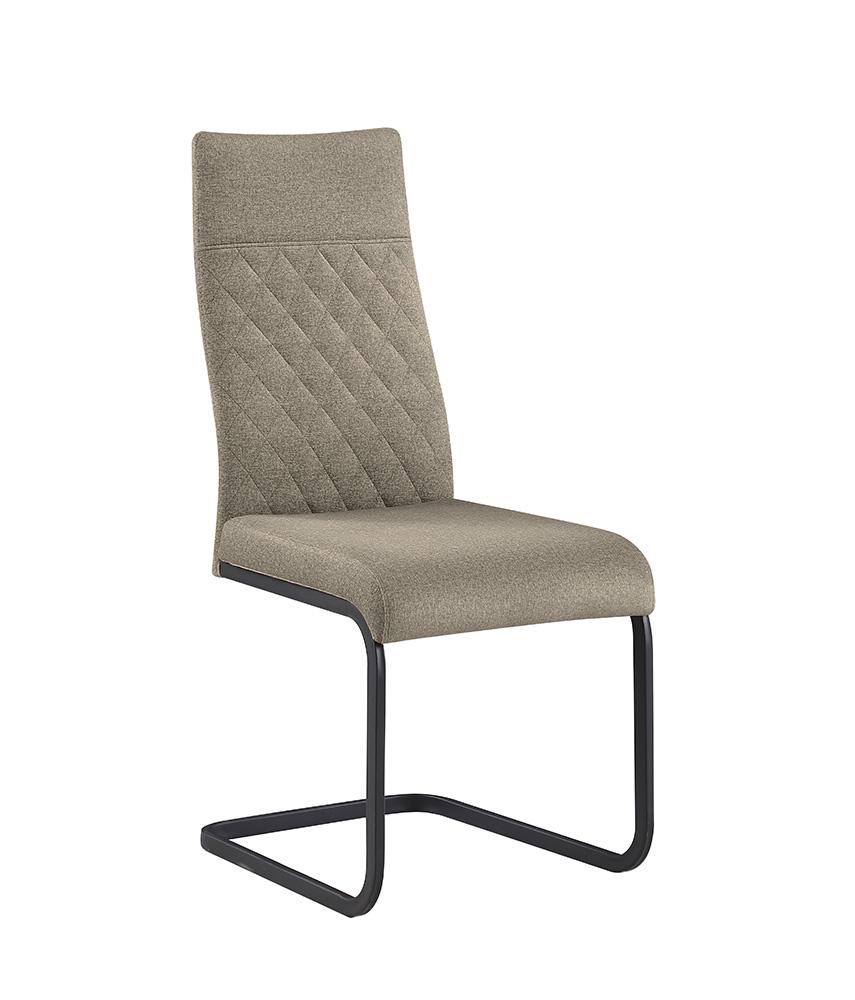 Chintaly - LILLIAN - Cantilever Side Chair w/ Diamond Stitched Back - 2 Per Box - LILLIAN-SC-BLK-TPE veiw 2