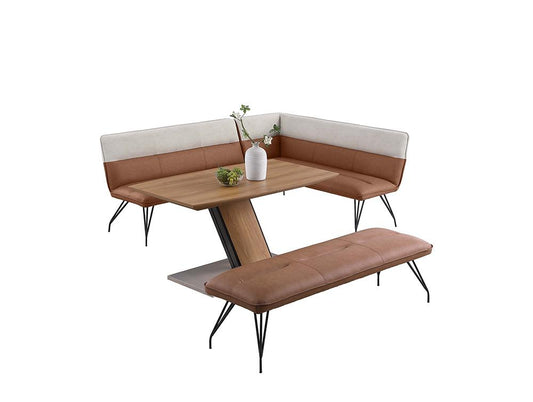Chintaly - LILLIAN - Modern Wooden Dining Set w/ Extendable Table, Nook, and Bench - LILLIAN-3PC-OAK veiw 1
