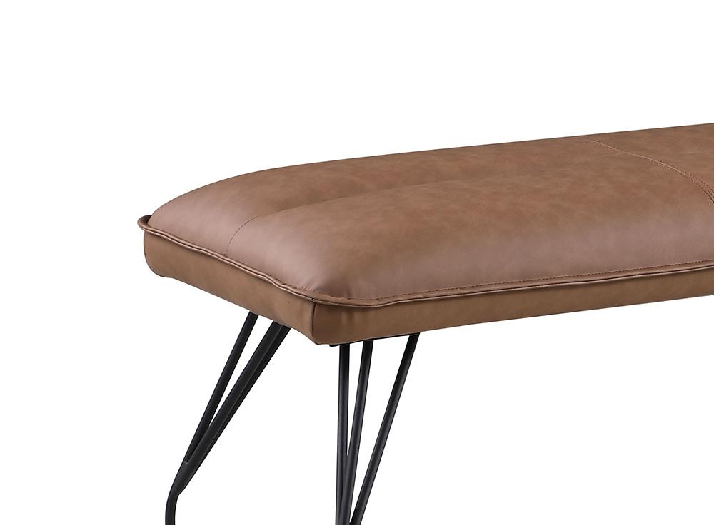 Chintaly - LILLIAN - Upholstered Bench w/ Curved Steel Legs - LILLIAN-BCH-BRW veiw 2