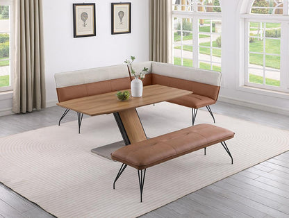 Chintaly - LILLIAN - Upholstered Bench w/ Curved Steel Legs - LILLIAN-BCH-BRW veiw 3