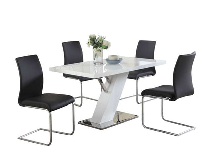 Chintaly - Linden - Contemporary Dining Set w/ White Gloss Table & Black Upholstered Chairs - LINDEN-JANE-5PC veiw 1