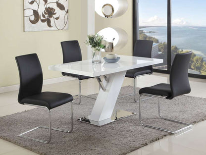 Chintaly - Linden - Contemporary Dining Set w/ White Gloss Table & Black Upholstered Chairs - LINDEN-JANE-5PC veiw 2