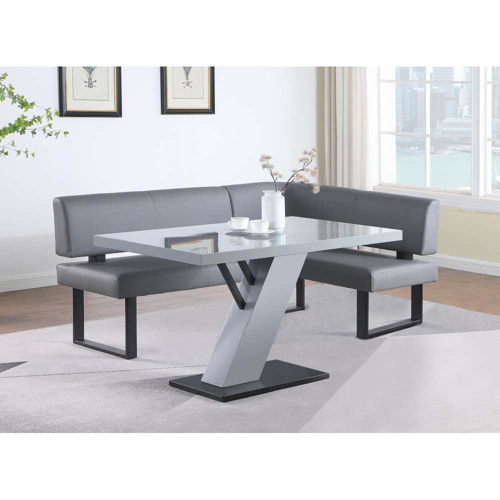 Chintaly - Linden - Contemporary Dining Set w/ Wooden Dining Table & Nook - LINDEN-2PC-GRY veiw 1