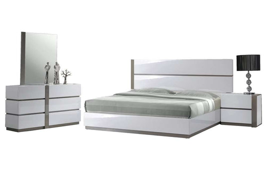 Chintaly - Manila 4 Pieces King Bedroom Set In Gloss White And Grey - MANILA-KING-4PC veiw 1