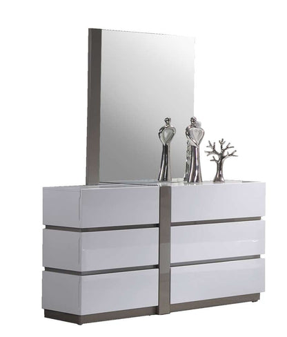 Chintaly - Manila 4 Pieces King Bedroom Set In Gloss White And Grey - MANILA-KING-4PC veiw 3