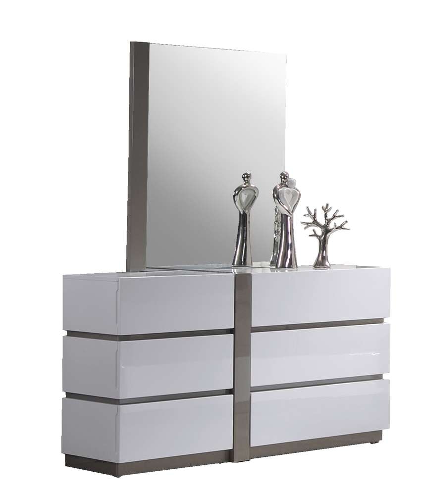 Chintaly - Manila 4 Pieces Queen Bedroom Set In Gloss White And Grey - MANILA-QUEEN-4PC veiw 3