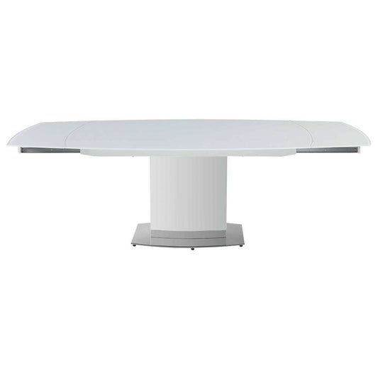 Chintaly - Mavis - Contemporary Extendable White Glass Dining Table - MAVIS-DT-WHT veiw 1