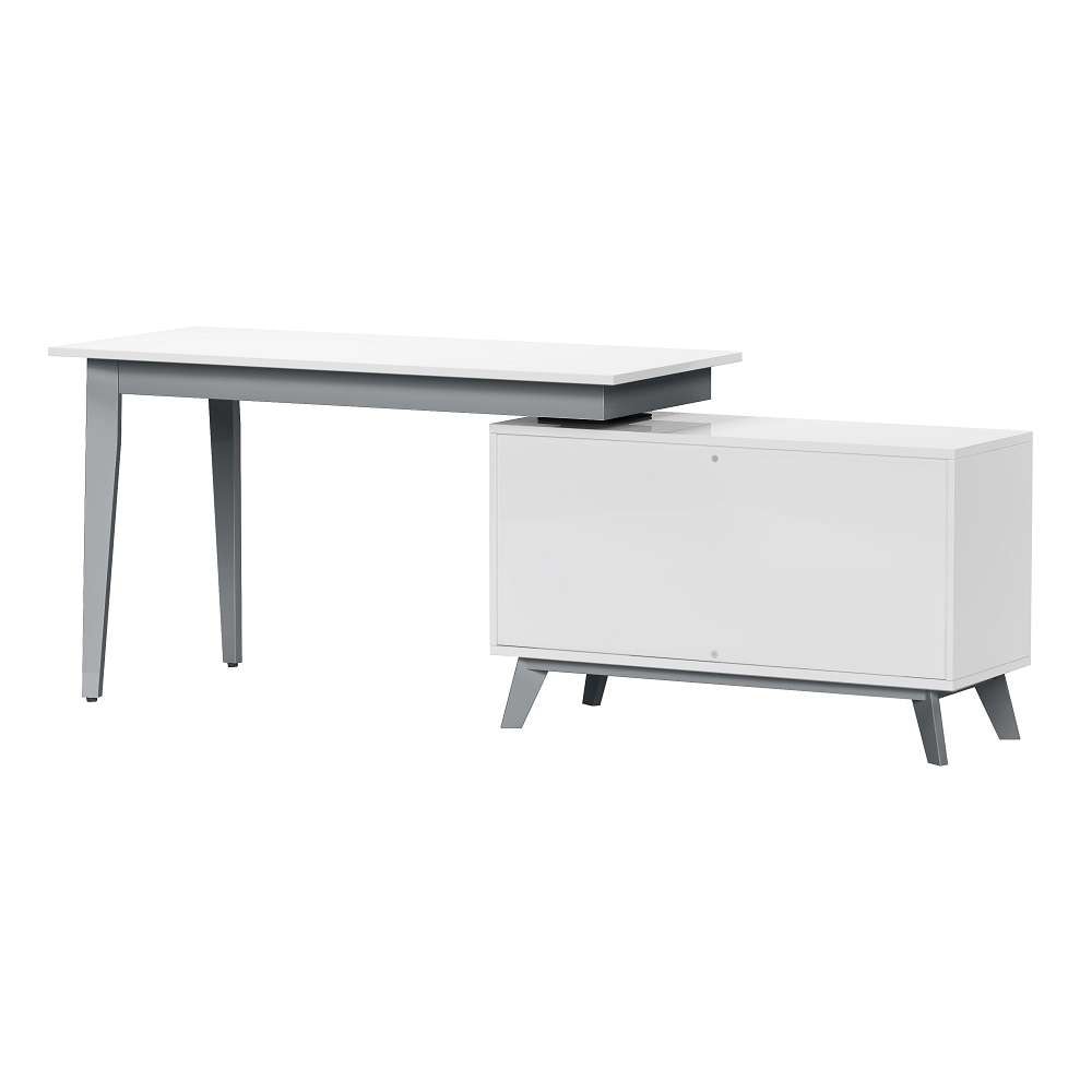Chintaly - Modern 2-Tone Rotating Wooden Home Office Desk - 6934-DSK veiw 5