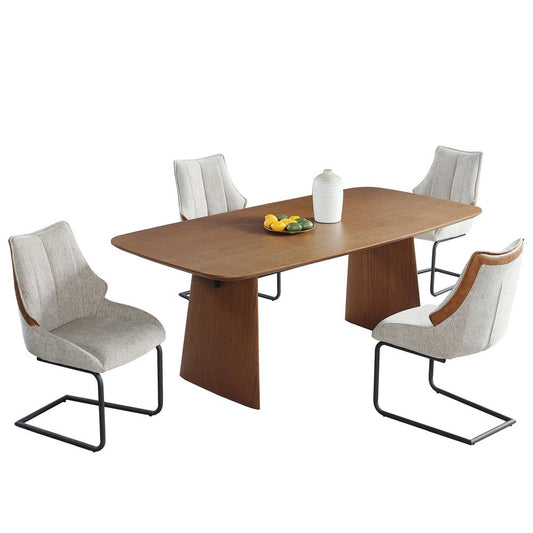 Chintaly - EDEN - Modern Dining Set w/ All-wood Table & Cantilever Chairs - EDEN-MELANIE-5PC veiw 1
