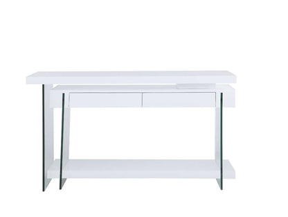 Chintaly - Modern Rotatable Glass & Wooden Desk w/ Drawers & Shelf - 6920-DSK veiw 1