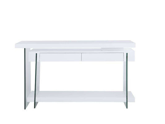Chintaly - Modern Rotatable Glass & Wooden Desk w/ Drawers & Shelf - 6920-DSK veiw 1