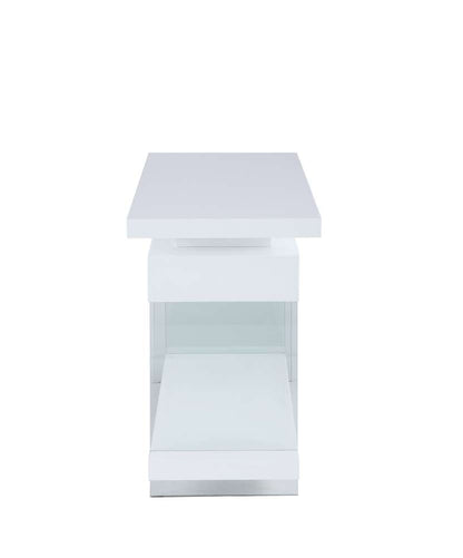Chintaly - Modern Rotatable Glass & Wooden Desk w/ Drawers & Shelf - 6920-DSK veiw 2