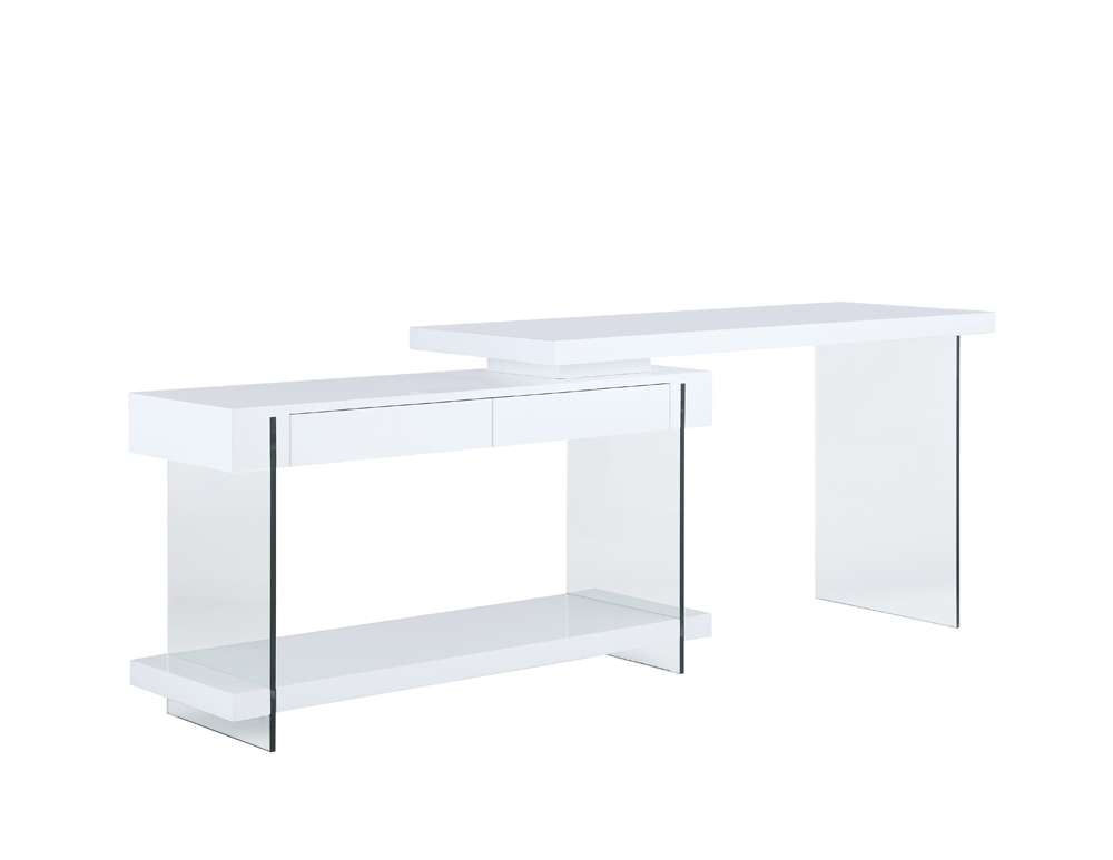 Chintaly - Modern Rotatable Glass & Wooden Desk w/ Drawers & Shelf - 6920-DSK veiw 4