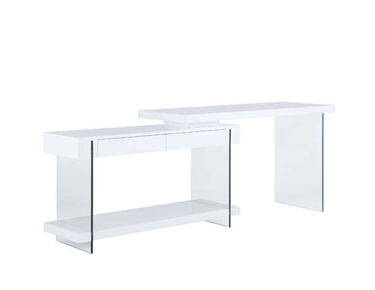 Chintaly - Modern Rotatable Glass & Wooden Desk w/ Drawers & Shelf - 6920-DSK veiw 4