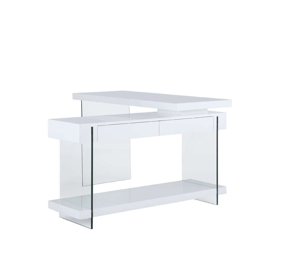 Chintaly - Modern Rotatable Glass & Wooden Desk w/ Drawers & Shelf - 6920-DSK veiw 5