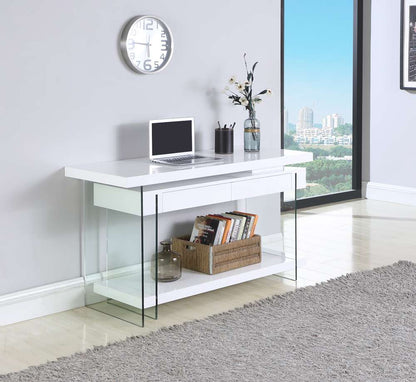 Chintaly - Modern Rotatable Glass & Wooden Desk w/ Drawers & Shelf - 6920-DSK veiw 9