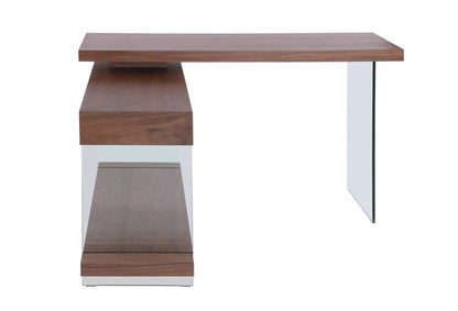 Chintaly - Modern Rotatable Glass & Wooden Desk w/ Drawers & Shelf - 6920-DSK-WAL veiw 2