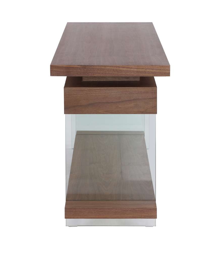 Chintaly - Modern Rotatable Glass & Wooden Desk w/ Drawers & Shelf - 6920-DSK-WAL veiw 4