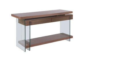 Chintaly - Modern Rotatable Glass & Wooden Desk w/ Drawers & Shelf - 6920-DSK-WAL veiw 6