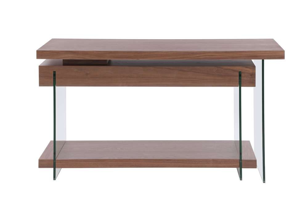 Chintaly - Modern Rotatable Glass & Wooden Desk w/ Drawers & Shelf - 6920-DSK-WAL veiw 10