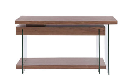 Chintaly - Modern Rotatable Glass & Wooden Desk w/ Drawers & Shelf - 6920-DSK-WAL veiw 10