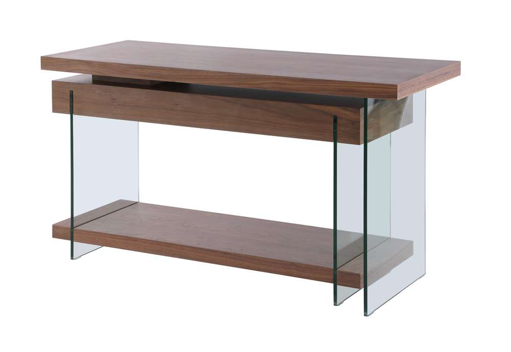 Chintaly - Modern Rotatable Glass & Wooden Desk w/ Drawers & Shelf - 6920-DSK-WAL veiw 11