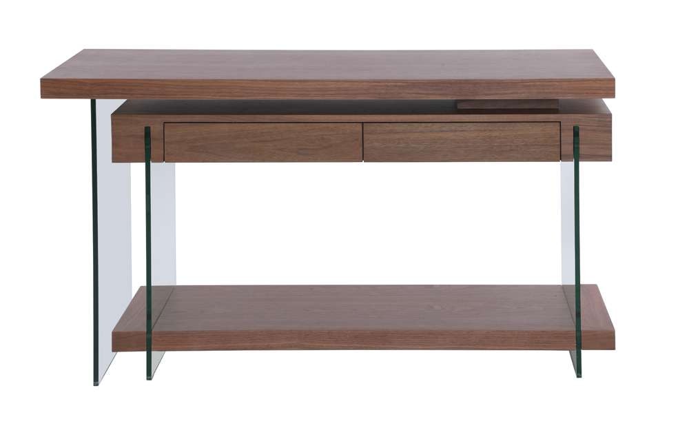 Chintaly - Modern Rotatable Glass & Wooden Desk w/ Drawers & Shelf - 6920-DSK-WAL veiw 13