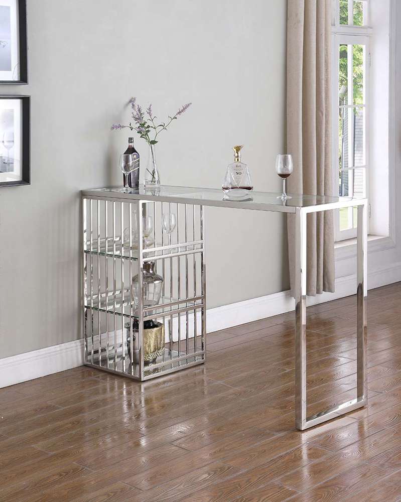 Chintaly - Modern Stainless Steel & Glass Bar - 7400-BAR veiw 6