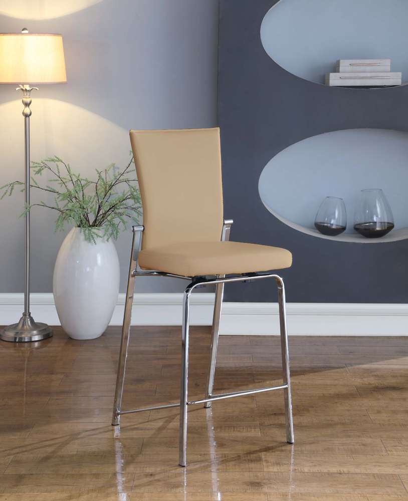 Chintaly - Molly Contemporary Motion Back Bar Stool w/ Chrome Frame - MOLLY-BS-BGE-CHM veiw 6