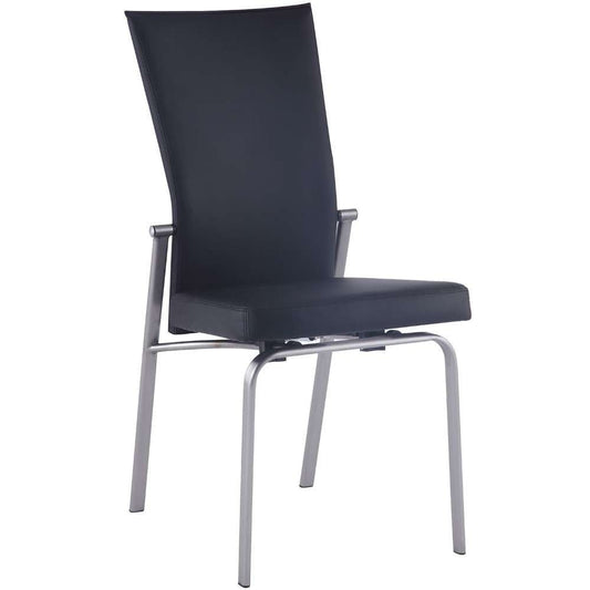 Chintaly - Molly Contemporary Motion-Back Leather Upholstered Side Chair w/ Chrome Frame (Set of 2) - MOLLY-SC-BLK-LTH veiw 1