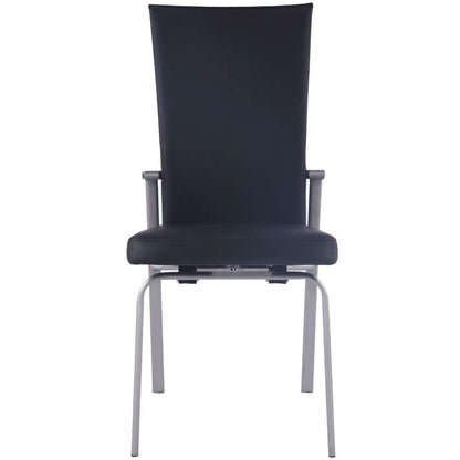 Chintaly - Molly Contemporary Motion-Back Leather Upholstered Side Chair w/ Chrome Frame (Set of 2) - MOLLY-SC-BLK-LTH veiw 2