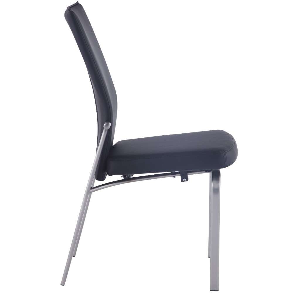 Chintaly - Molly Contemporary Motion-Back Leather Upholstered Side Chair w/ Chrome Frame (Set of 2) - MOLLY-SC-BLK-LTH veiw 3