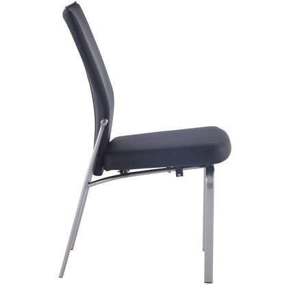 Chintaly - Molly Contemporary Motion-Back Leather Upholstered Side Chair w/ Chrome Frame (Set of 2) - MOLLY-SC-BLK-LTH veiw 3
