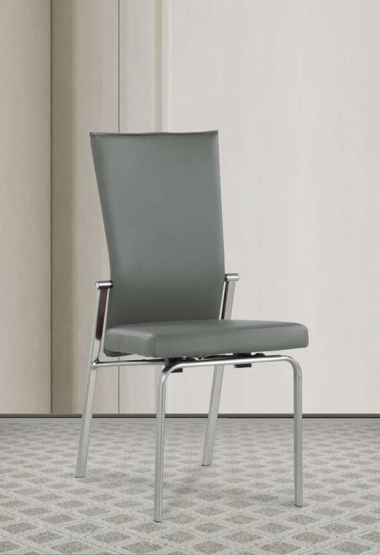 Chintaly - Molly Contemporary Motion-Back Side Chair w/ Brushed Steel Frame (Set of 2) - MOLLY-SC-GRY-BSH veiw 1