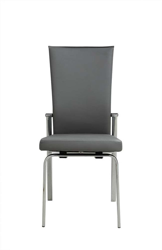 Chintaly - Molly Contemporary Motion-Back Side Chair w/ Brushed Steel Frame (Set of 2) - MOLLY-SC-GRY-BSH veiw 2
