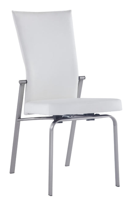 Chintaly - Molly Motion Back Side Chair with Brushed Steel in White (Set of 2) - MOLLY-SC-WHT-BSH veiw 1