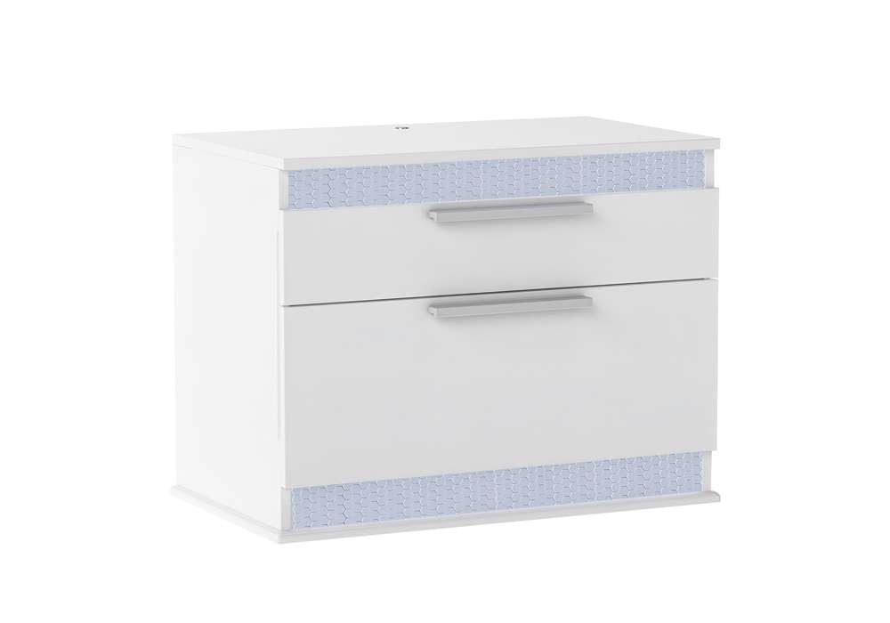Chintaly - Moscow Modern Gloss White 2-Drawer Night Stand - MOSCOW-NS veiw 1