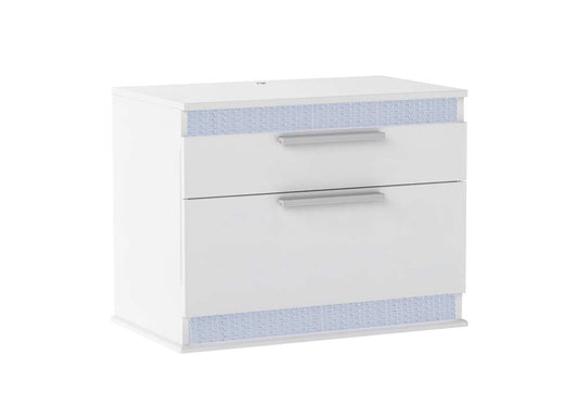 Chintaly - Moscow Modern Gloss White 2-Drawer Night Stand - MOSCOW-NS veiw 1