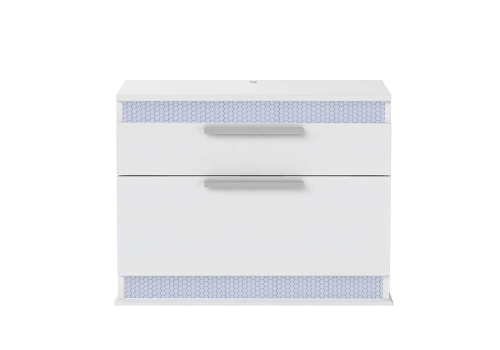 Chintaly - Moscow Modern Gloss White 2-Drawer Night Stand - MOSCOW-NS veiw 2