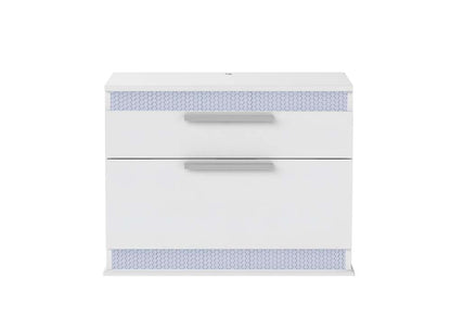 Chintaly - Moscow Modern Gloss White 2-Drawer Night Stand - MOSCOW-NS veiw 2
