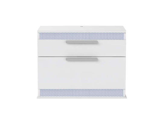 Chintaly - Moscow Modern Gloss White 2-Drawer Night Stand - MOSCOW-NS veiw 2