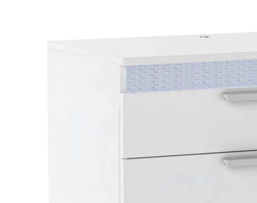 Chintaly - Moscow Modern Gloss White 2-Drawer Night Stand - MOSCOW-NS veiw 5