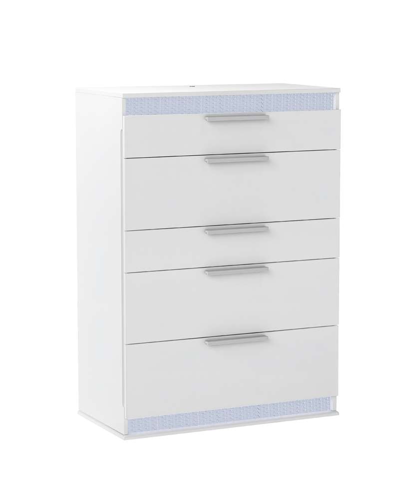 Chintaly - Moscow Modern Gloss White 5-Drawer Bedroom Chest - MOSCOW-CHT veiw 1