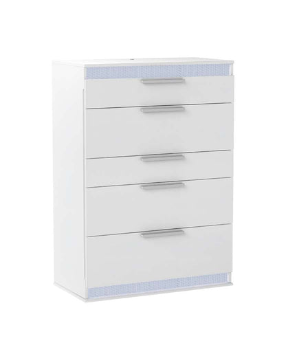 Chintaly - Moscow Modern Gloss White 5-Drawer Bedroom Chest - MOSCOW-CHT veiw 1
