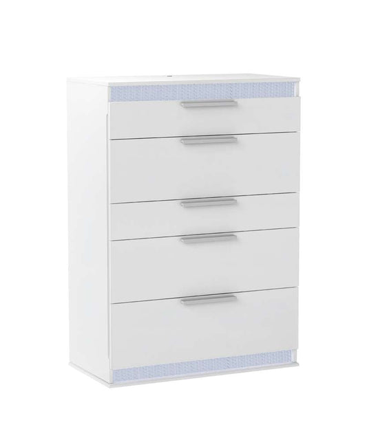 Chintaly - Moscow Modern Gloss White 5-Drawer Bedroom Chest - MOSCOW-CHT veiw 1