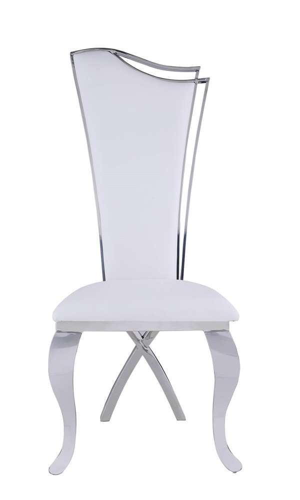 Chintaly - Nadia Contemporary High-Back Side Chair in White (Set of 2) - NADIA-SC-WHT-PU veiw 2