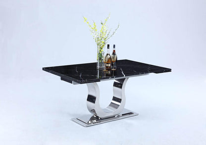 Chintaly - Nadia Contemporary Marble Top Extendable Dining Table - NADIA-DT veiw 1