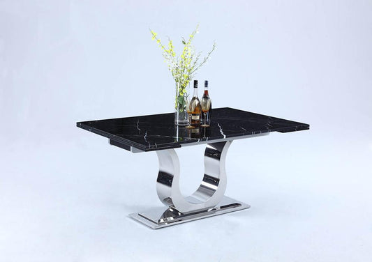 Chintaly - Nadia Contemporary Marble Top Extendable Dining Table - NADIA-DT veiw 1