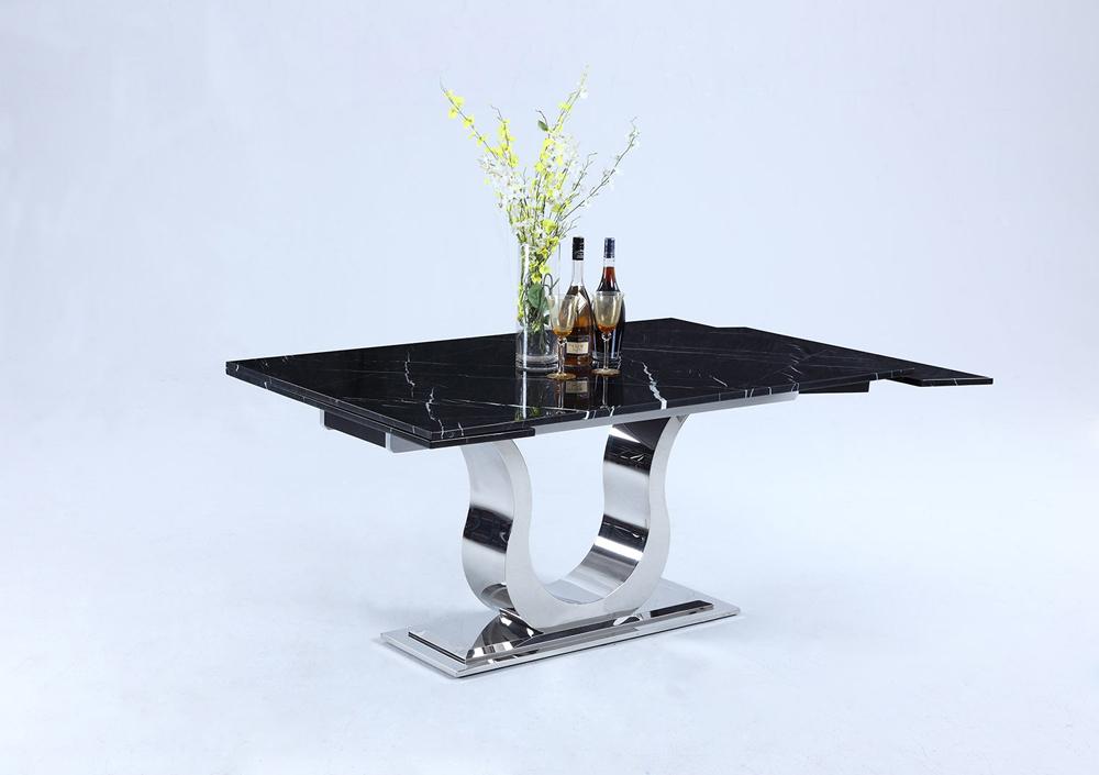 Chintaly - Nadia Contemporary Marble Top Extendable Dining Table - NADIA-DT veiw 3