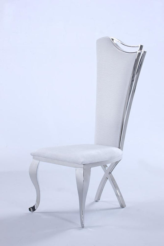 Chintaly - Contemporary High-Back Side Chair in White Fabric (Set of 2) - NADIA-SC-WHT veiw 1
